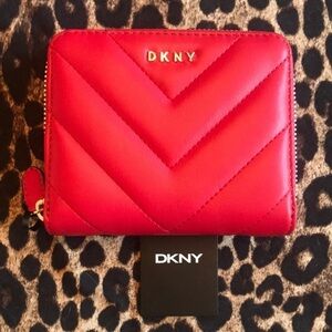 Brand New DKNY Vela Small Zip Around Red Wallet